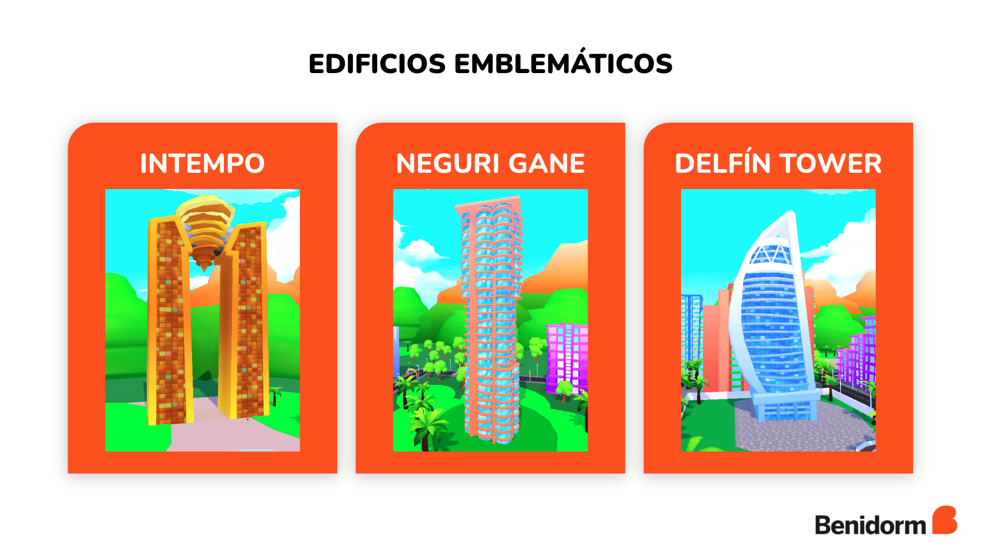 Intempo, Neguri Gane y Delfín Tower · skyline de Benidorm en Roblox